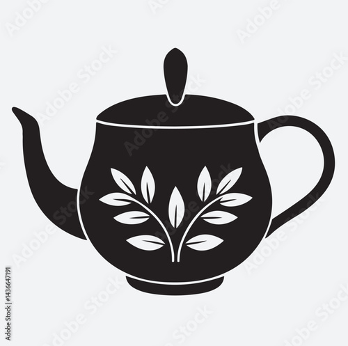tea pot silhouette vector art illustration, teapot and cup of tea