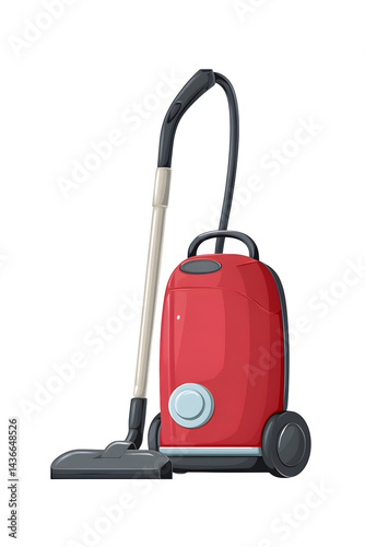 Red vacuum cleaner art on transparent background