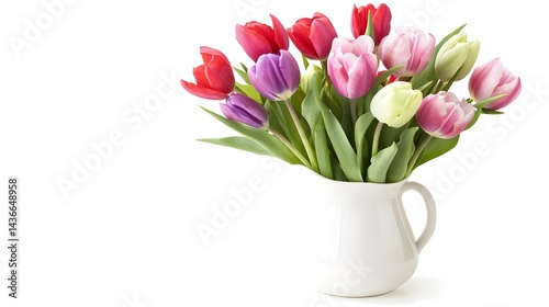 Wallpaper Mural Vibrant Bouquet of Colorful Tulips in a White Vase Torontodigital.ca
