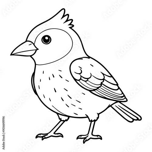 Adorable little bird outline drawing cute baby bird illustration simple black white bird sketch perfect for coloring pages
