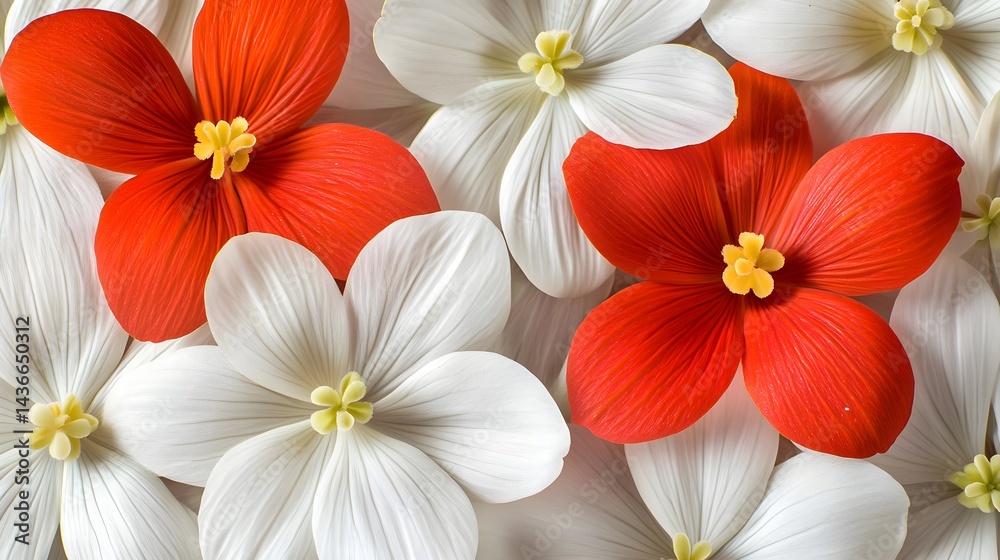 Obraz premium Beautiful Floral Patterns Featuring Red and White Flowers