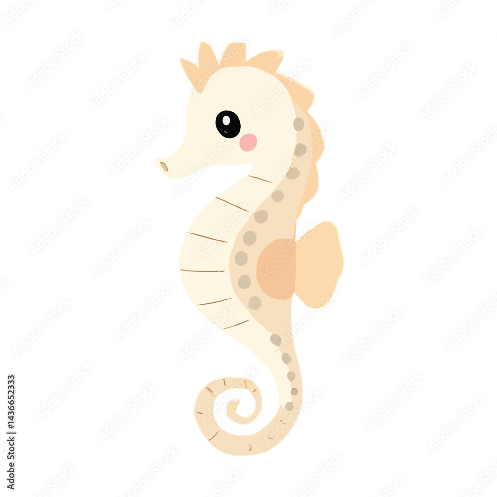 Fototapeta premium Cute Little Cartoon Seahorse 