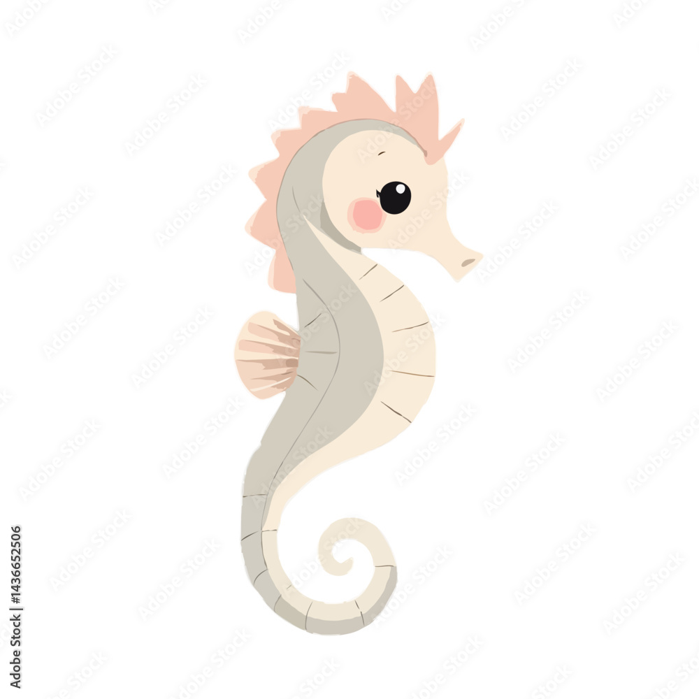 Fototapeta premium Adorable 3D Seahorse Illustration