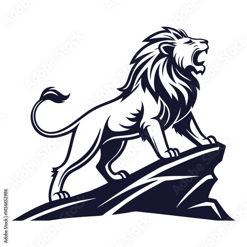 Majestic lion atop a rock