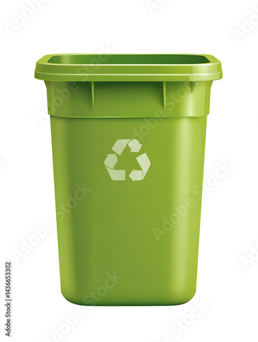 Green recycle container on transparent background