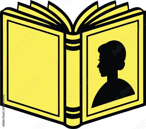 Open book vector illustration with silhouette black color and minimalist iconic imagery 