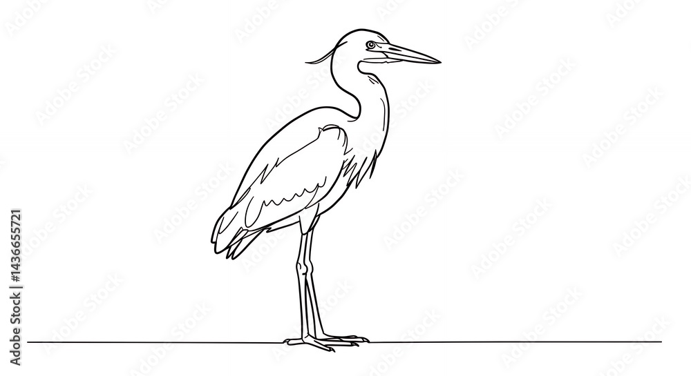 Naklejka premium Line drawing of heron