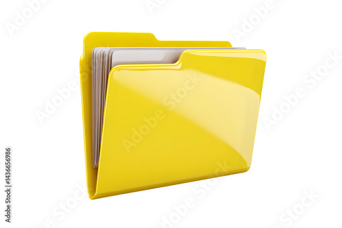 Yellow file folder 3d on transparent background