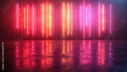 Wallpaper Mural Abstract neon light display against a dark concrete floor. Torontodigital.ca