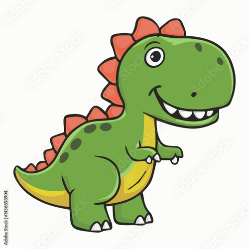 Adorable green dinosaur cartoon illustration for kids fun cute baby cute child happy image