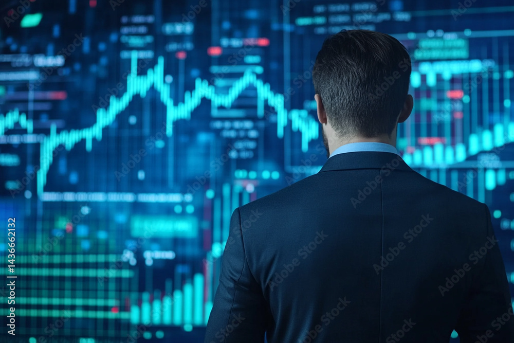 A man in a business suit against the background of charts. Economic analysis. A man in a business suit against the background of charts. Economic analysis.