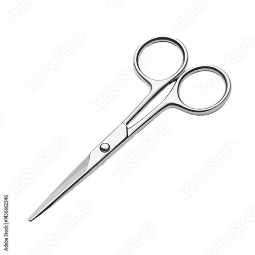 Isolated stainless steel scissors on transparent background, perfect for crafting and office supplies