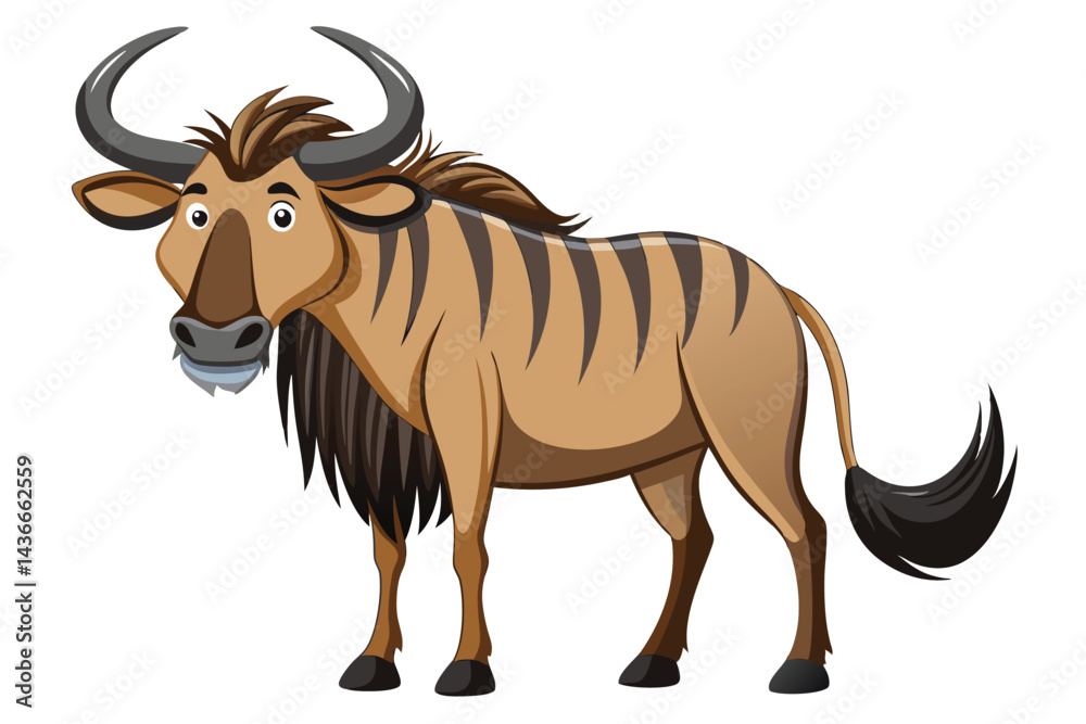 Fototapeta premium Wildebeest cartoon isolated on white.