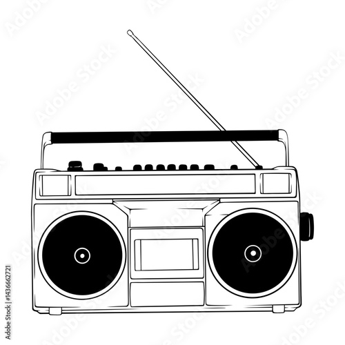 vector line art handdraw illustration of a radio