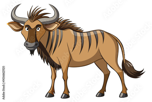 Wildebeest cartoon isolated on white.