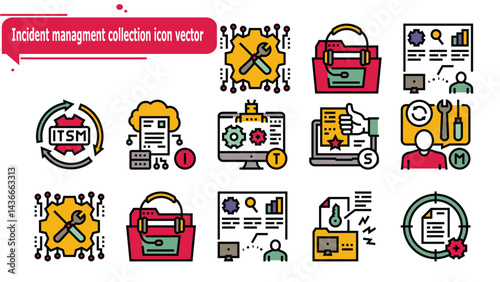 Incident managment collection icon vector