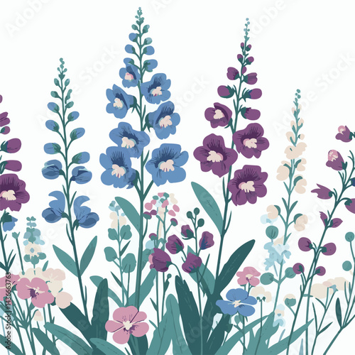 larkspur, flower, blossom, plant, floral, botanical, nature, isolated, illustration, drawing, hand drawn, marigold, graphic, garden, daffodil, vector, rose, art, design, set, summer, background, daisy