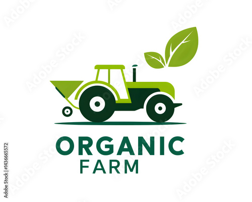 Organic farm tractor on transparent background