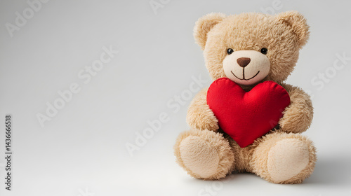 A teddy bear holding a red heart