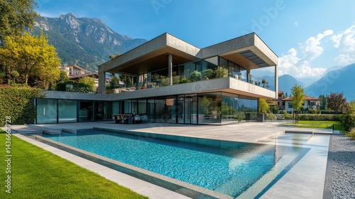 Wallpaper Mural Luxury Modern Villa with Infinity Pool and Mountain View Torontodigital.ca