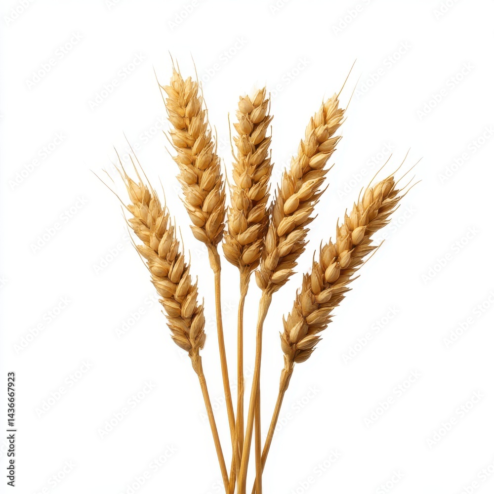 Wheat stalks close up isolated on white background Wheat stalks close up isolated on white background
