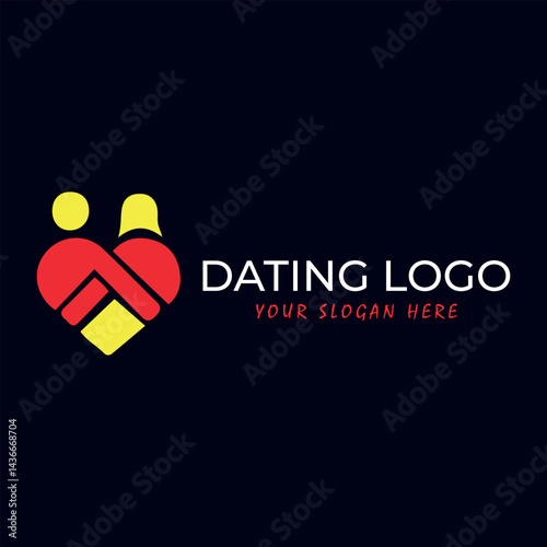 romantic couple dating logo design vector format