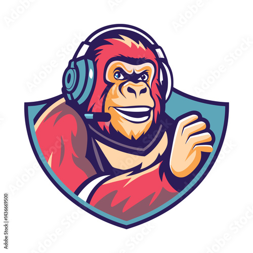Playful primate in headphones, a gaming mascot
