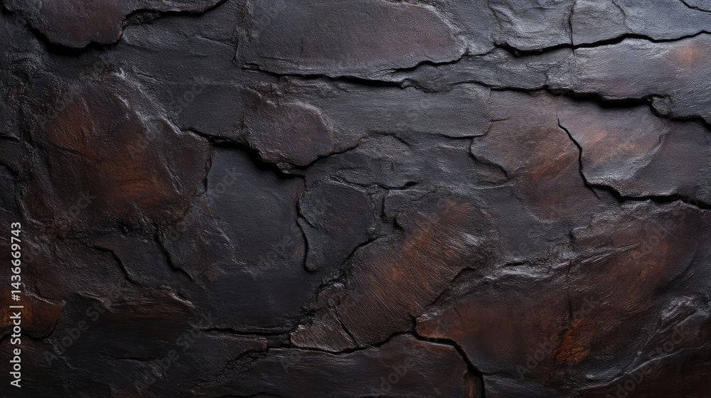 Fototapeta premium Dark, textured surface with deep cracks