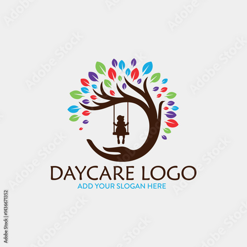 daycare healthcare charity logo design vector