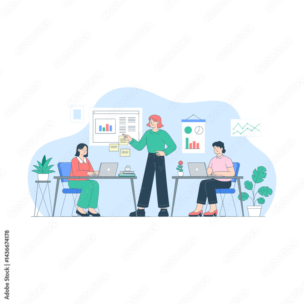 Strategic Collaboration: A dynamic illustration captures a vibrant brainstorming session, where a team exchanges insights, contributing to a collective goal. The image highlights unity. Strategic Collaboration: A dynamic illustration captures a vibrant brainstorming session, where a team exchanges insights, contributing to a collective goal. The image highlights unity.