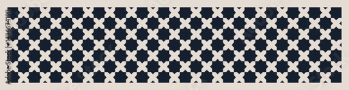 Seamless navy blue and cream mid century modern geometric pattern for banners, backgrounds, fabric design, home decor.	
