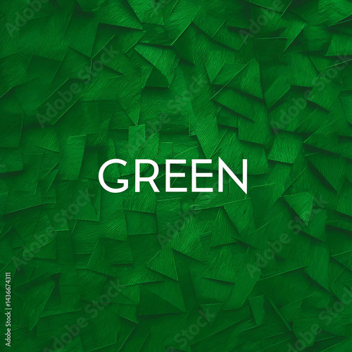 Deep green abstract texture background. A vibrant, deep green abstract background features a textured overlapping geometric pattern.