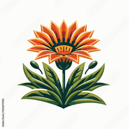 plant, nature, bright, yellow, gazania, garden, flower, floral, blossom, summer, colorful, bloom, beautiful, flora, blooming, orange, botany, petal, beauty, green, color, red, daisy, spring, gardening