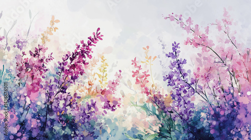 watercolor botanical Lilac flowers texture template background.Elegant wedding invitation card background . Minimal hand painted Design for wedding or Valentine's Day