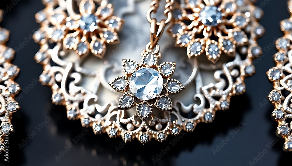 Fototapeta premium close up of a necklace on a black surface