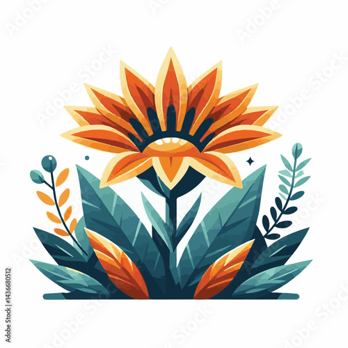 plant, nature, bright, yellow, gazania, garden, flower, floral, blossom, summer, colorful, bloom, beautiful, flora, blooming, orange, botany, petal, beauty, green, color, red, daisy, spring, gardening