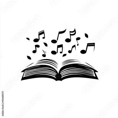 Open book with musical notes, representing musical learning or inspiration