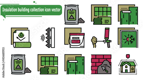 Insulation building collection icon vector