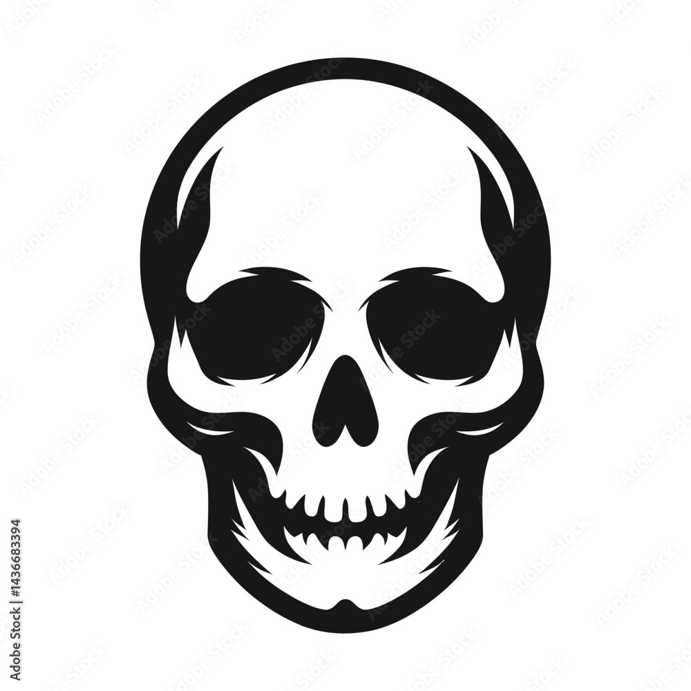 Fototapeta premium Skull Illustration in Black and White Graphic Style