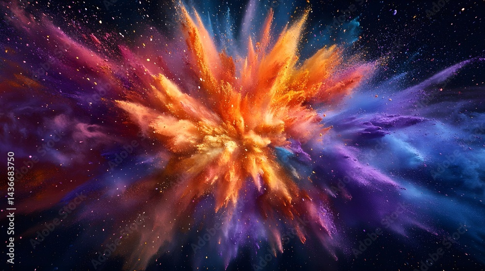 Colorful Powder Explosion in High Resolution with Dynamic Aurora Effects Colorful Powder Explosion in High Resolution with Dynamic Aurora Effects
