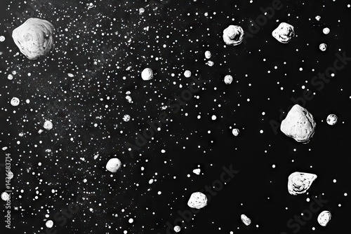 Abstract celestial space, scattered celestial bodies