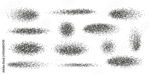 Galaxy Dust Scatter Set, Star Cloud Cluster Textures, Space Particle Effect, Cosmic Noise, Stardust Isolated Shapes for Science, Fantasy, and Outer Space Design. Vector Illustration