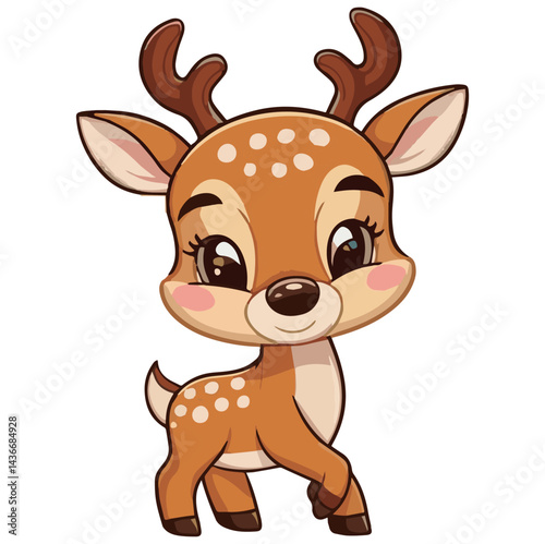 Adorable baby fawn illustration cute cartoon deer animal doe buck brown spots young image