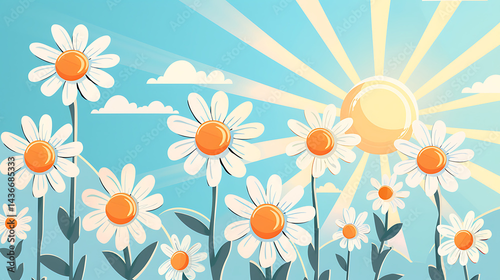 Fototapeta premium Sunny Daisies in a Summer Meadow