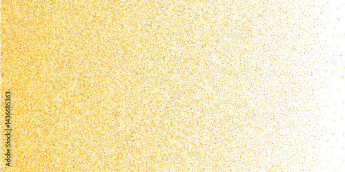 Gold Glitter Dust Background, Shiny Luxury Confetti Effect, Sparkling Particles Gradient Texture for Celebration, Festive Event, and Glamorous Design Projects. Vector Illustration