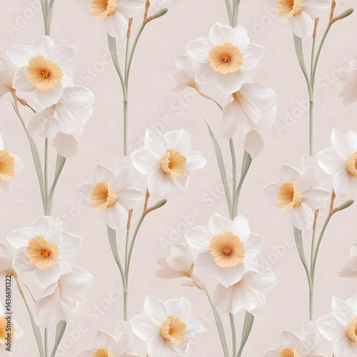 Narcissus flower elegant seamless pattern for wallpaper,  wrapping paper.