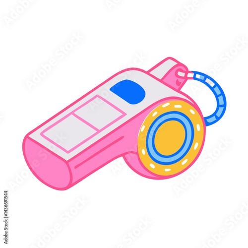 Colorful Pink Whistle Icon on White Background - Perfect for Sports, Coaching, and Event Promotion