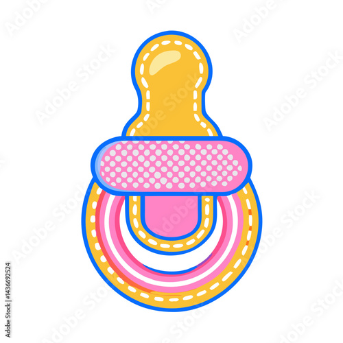 Colorful Baby Pacifier Icon on Transparent Background