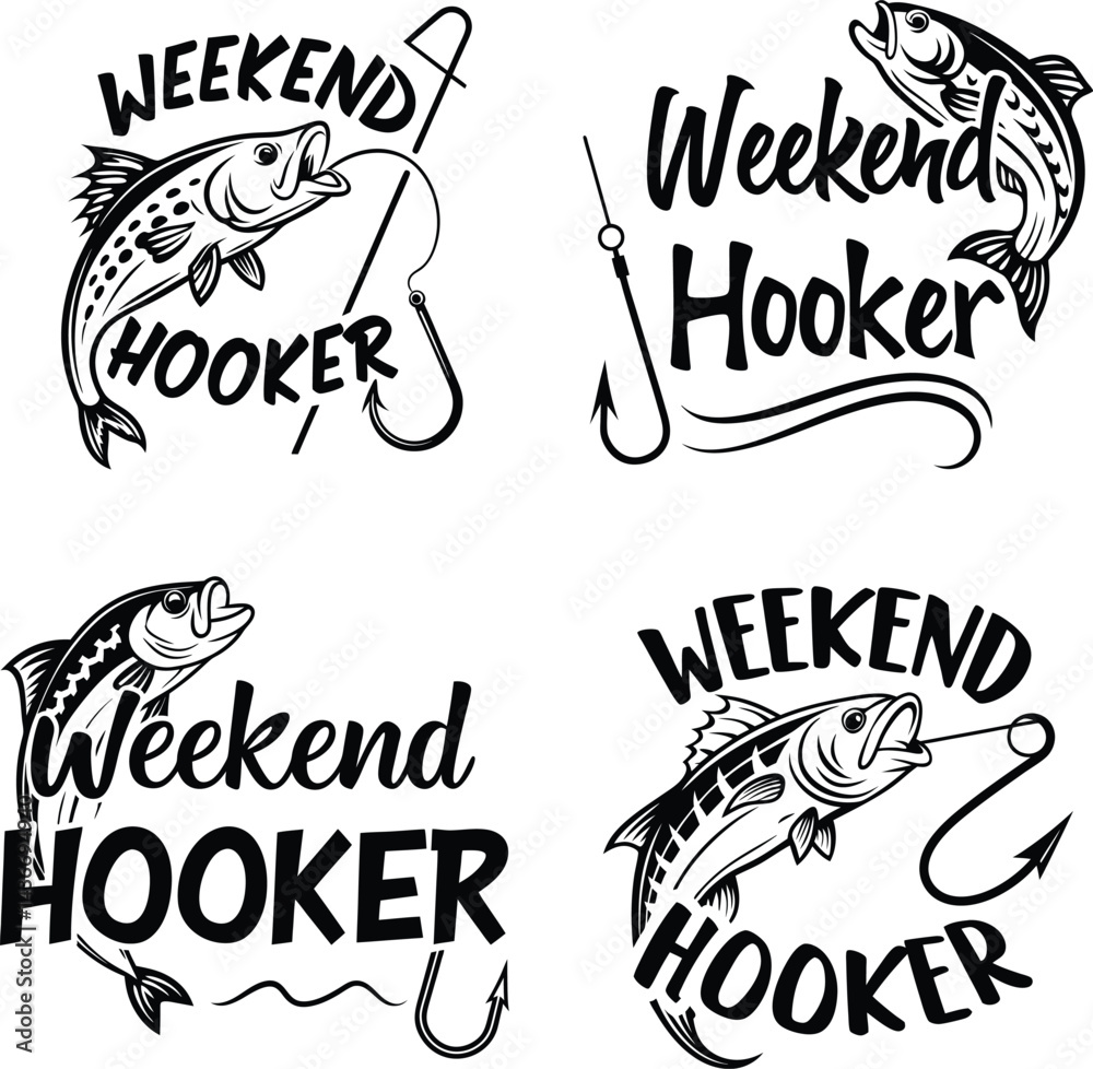 Fototapeta premium Weekend Hooker Fishing Designs Set of Four