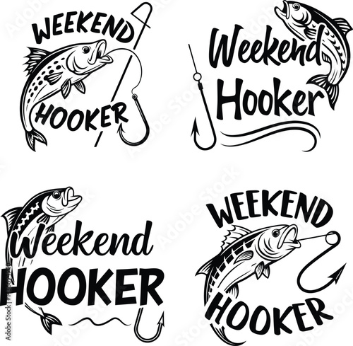 Weekend Hooker Fishing Designs Set of Four